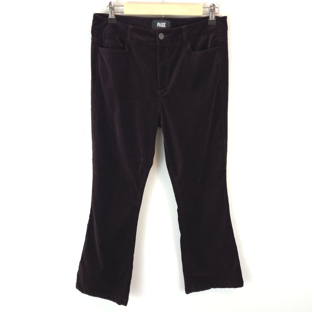 Paige Women's Claudine Velvet Ankle Flare Pants In Black Cherry